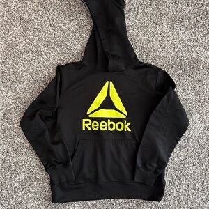 Reebok Black Sweatshirt with Vibrant Yellow Emblem